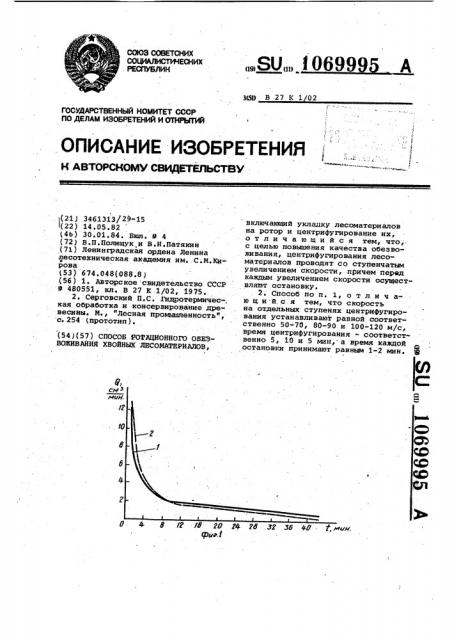 Способ ротационного обезвоживания хвойных лесоматериалов (патент 1069995)