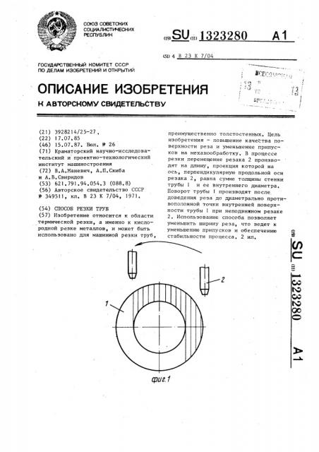 Способ резки труб (патент 1323280)