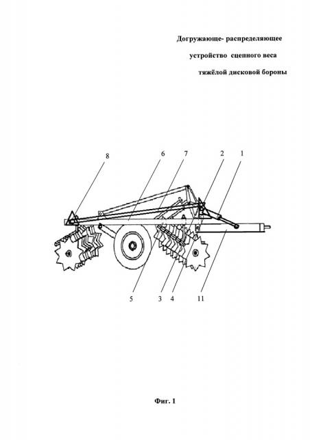 Догружающе-распределяющее устройство сцепного веса тяжёлой дисковой бороны (патент 2665074)
