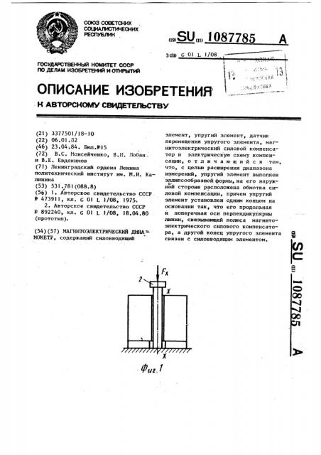 Магнитоэлектрический динамометр (патент 1087785)