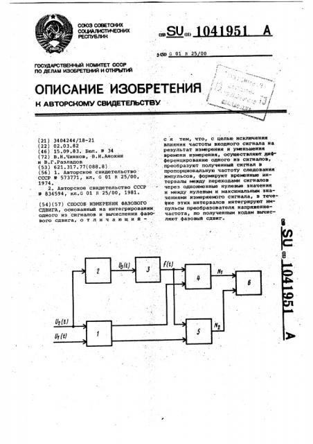 Способ измерения фазового сдвига (патент 1041951)