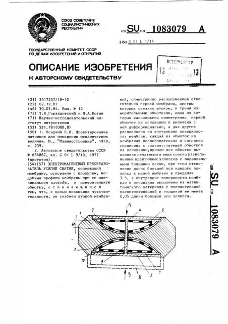 Электромагнитный преобразователь усилий сжатия (патент 1083079)