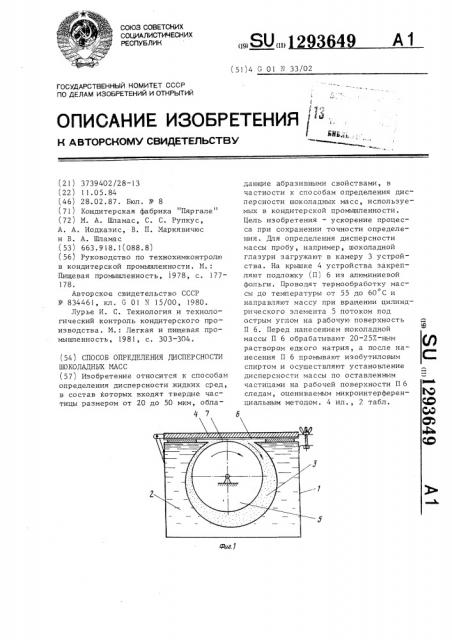 Способ определения дисперсности шоколадных масс (патент 1293649)