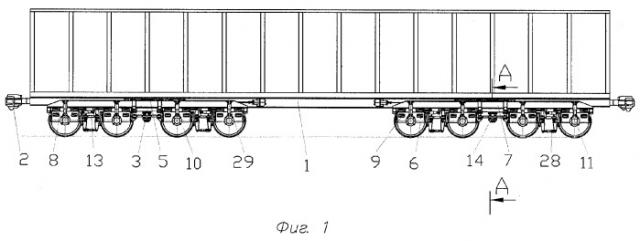 Восьмиосное железнодорожное транспортное средство (патент 2289528)