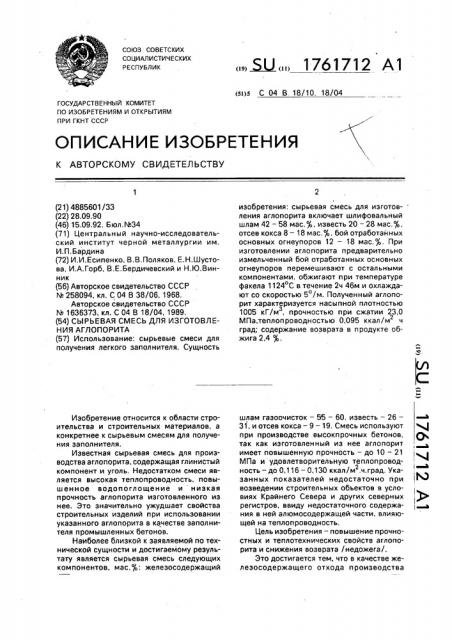 Сырьевая смесь для изготовления аглопорита (патент 1761712)