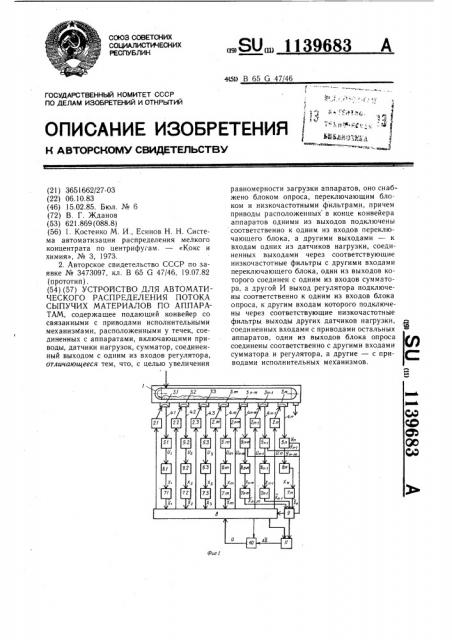 Устройство для автоматического распределения потока сыпучих материалов по аппаратам (патент 1139683)