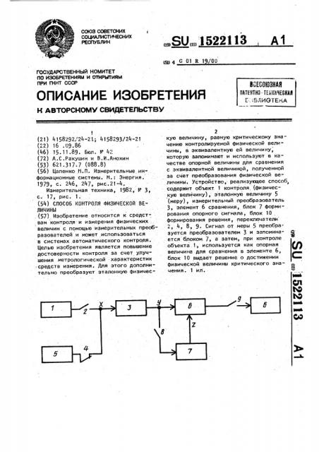 Способ контроля физической величины (патент 1522113)