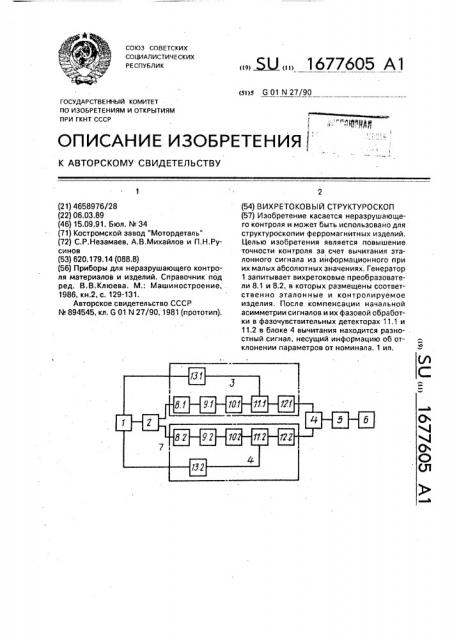 Вихретоковый структуроскоп (патент 1677605)