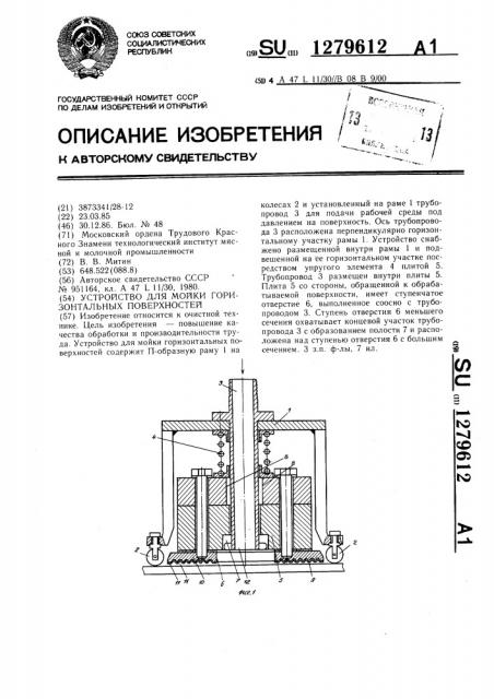 Устройство для мойки горизонтальных поверхностей (патент 1279612)