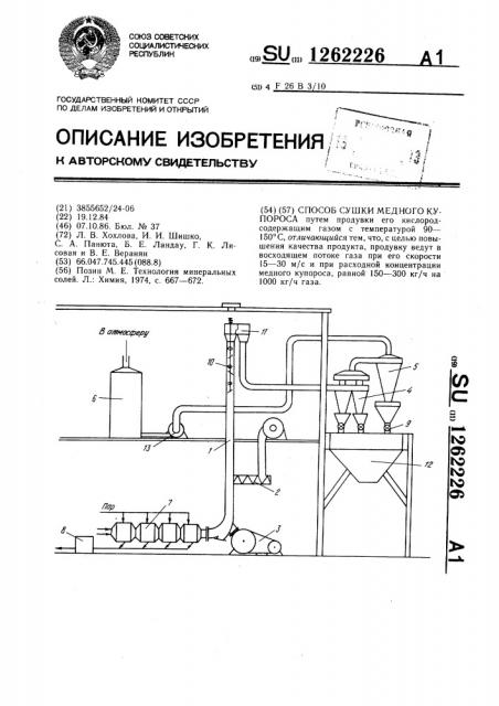 Способ сушки медного купороса (патент 1262226)