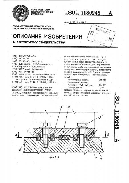 Устройство для гашения вибраций преимущественно узлов станка (патент 1180248)