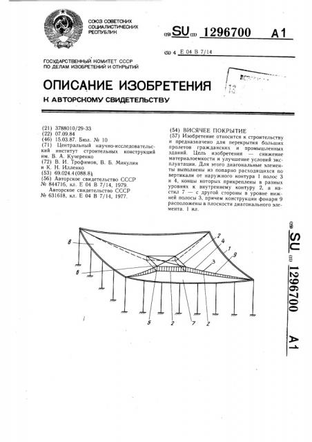 Висячее покрытие (патент 1296700)