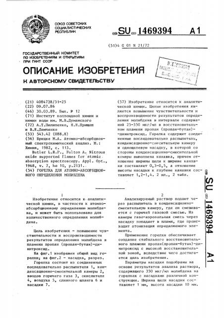 Горелка для атомно-абсорбционного определения молибдена (патент 1469394)