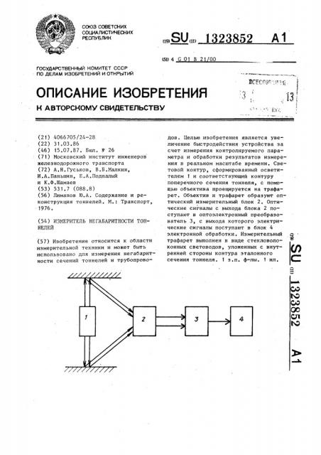 Измеритель негабаритности тоннелей (патент 1323852)