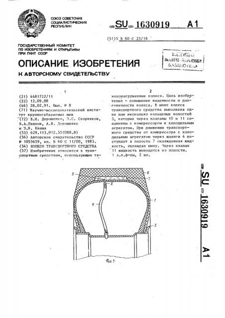 Колесо транспортного средства (патент 1630919)