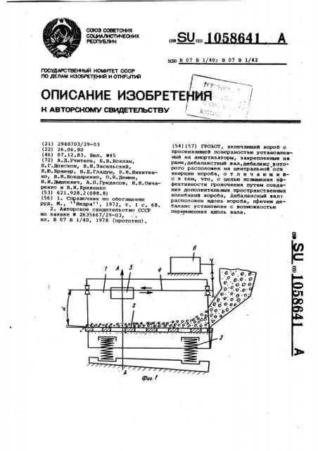 Грохот (патент 1058641)