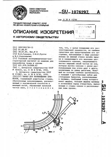 Канал для перемещения брикетов (патент 1076297)