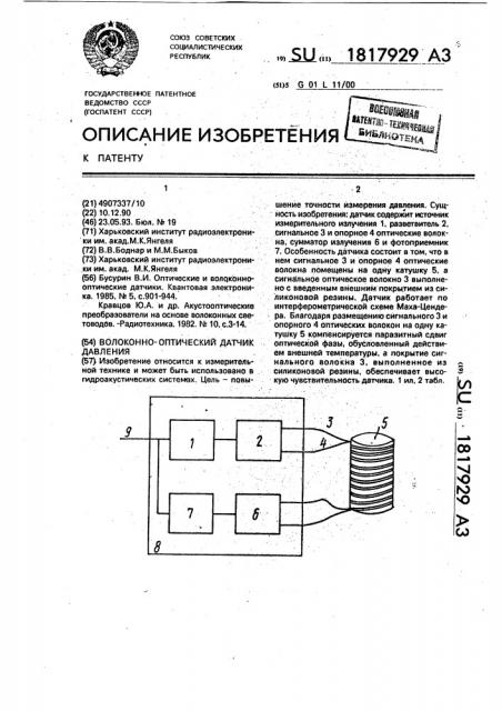 Волоконно-оптический датчик давления (патент 1817929)