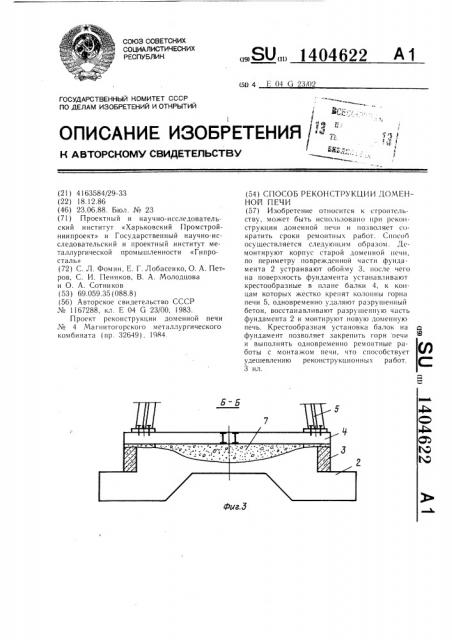 Способ реконструкции доменной печи (патент 1404622)