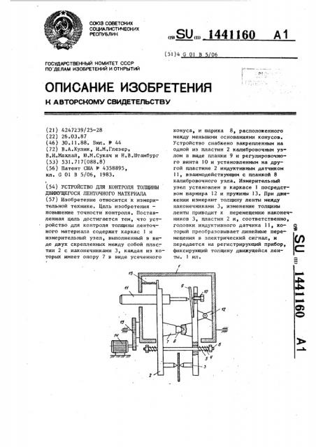 Устройство для контроля толщины движущегося ленточного материала (патент 1441160)