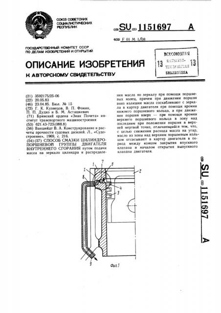 Способ смазки цилиндропоршневой группы двигателя внутреннего сгорания (патент 1151697)