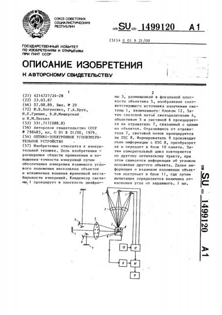 Оптико-электронное углоизмерительное устройство (патент 1499120)