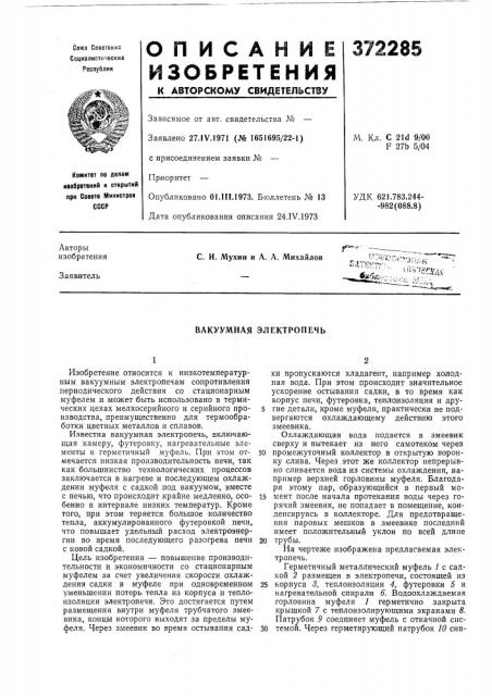 Вакуумная электропечь (патент 372285)