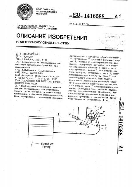 Устройство для роспуска волокнистого материала (патент 1416588)