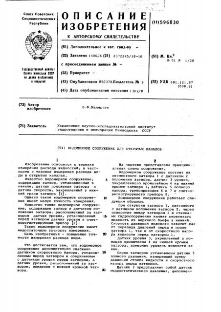 Водомерное сооружение для открытых каналов (патент 596830)