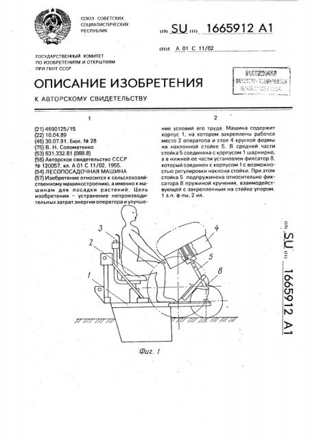 Лесопосадочная машина (патент 1665912)