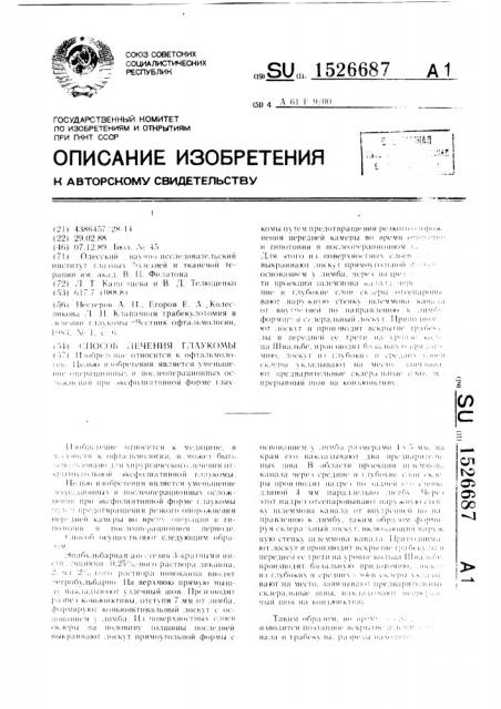 Способ лечения глаукомы (патент 1526687)