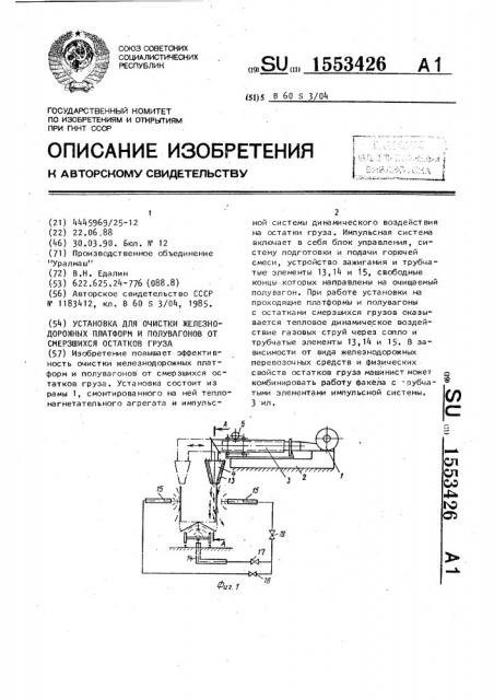 Установка для очистки железнодорожных платформ и полувагонов от смерзшихся остатков груза (патент 1553426)