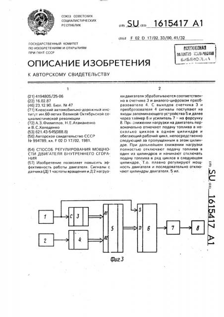 Способ регулирования мощности двигателя внутреннего сгорания (патент 1615417)