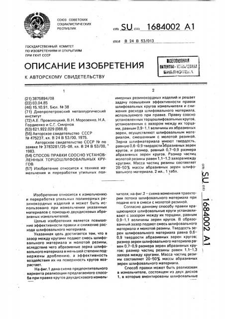 Способ правки соосно установленных торцошлифовальных кругов (патент 1684002)