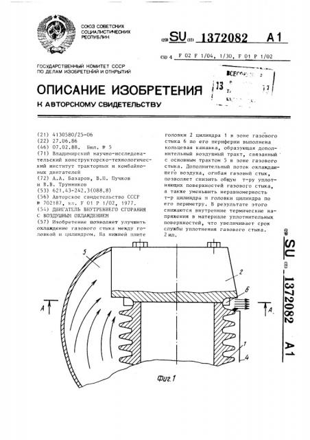 Двигатель внутреннего сгорания с воздушным охлаждением (патент 1372082)