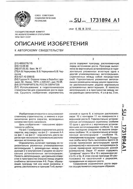 Ограничитель роста оврагов (патент 1731894)