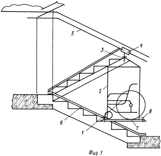 Устройство транспортировки инвалидного кресла-коляски по лестничным переходам (патент 2268694)