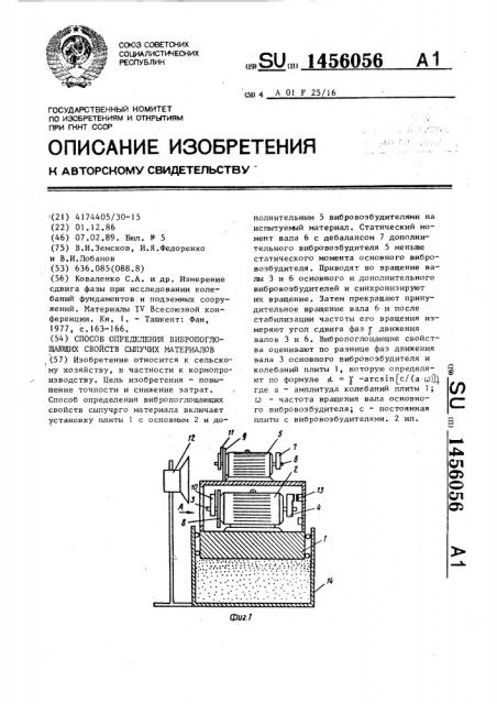 Способ определения вибропоглощающих свойств сыпучих материалов (патент 1456056)