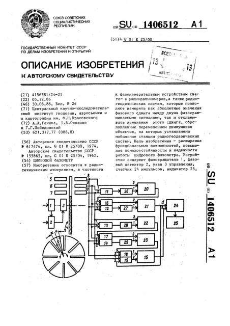 Цифровой фазометр (патент 1406512)