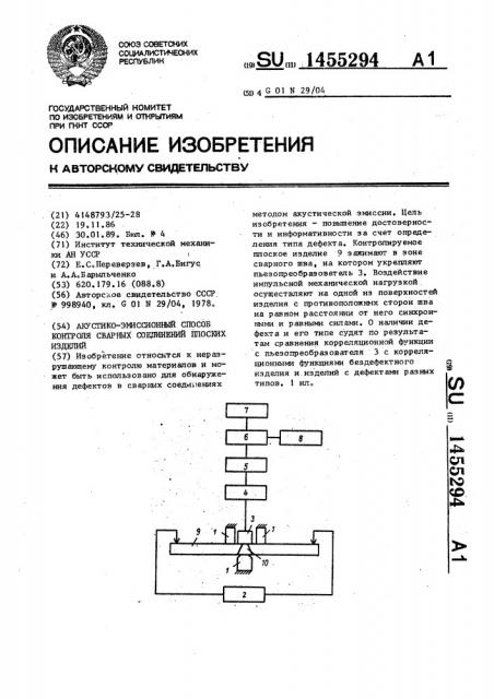 Акустико-эмиссионный способ контроля сварных соединений плоских изделий (патент 1455294)