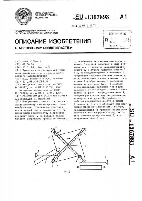 Устройство для отделения корнеклубнеплодов от примесей (патент 1367893)