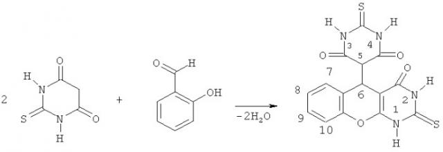 Способ получения 5-(4-оксо-2-тиоксо-1,3,4,5-тетрагидро-2н-хромено[2,3-d]пиримидин-5-ил)-2-тиоксодигидропиримидин-4,6(1н,5н)-диона (патент 2412189)