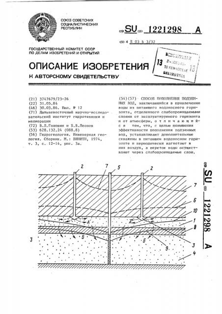 Способ пополнения подземных вод (патент 1221298)