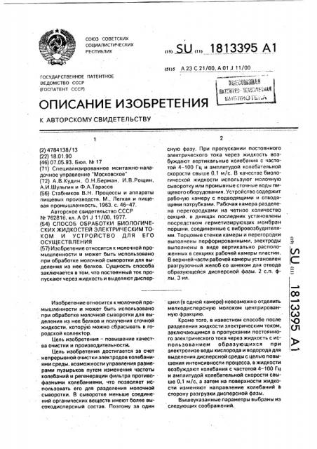 Способ обработки биологических жидкостей электрическим током и устройство для его осуществления (патент 1813395)