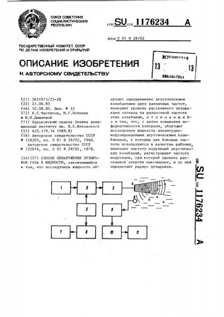 Способ обнаружения пузырьков газа в жидкости (патент 1176234)