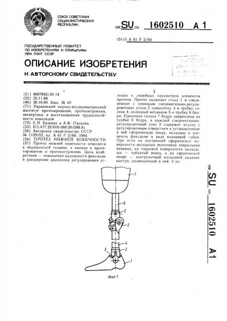 Протез нижней конечности (патент 1602510)