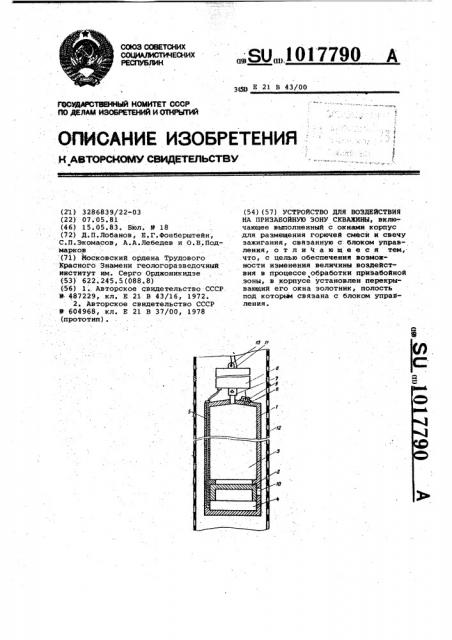 Устройство для воздействия на призабойную зону скважины (патент 1017790)