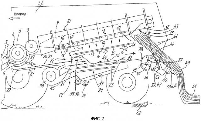 Устройство и способ транспортирования убранной массы в сельскохозяйственных машинах (патент 2282970)