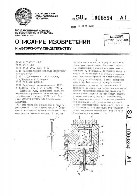 Способ испытаний управляемых клапанов (патент 1606894)