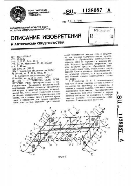 Устройство для лова летучих рыб (патент 1138087)